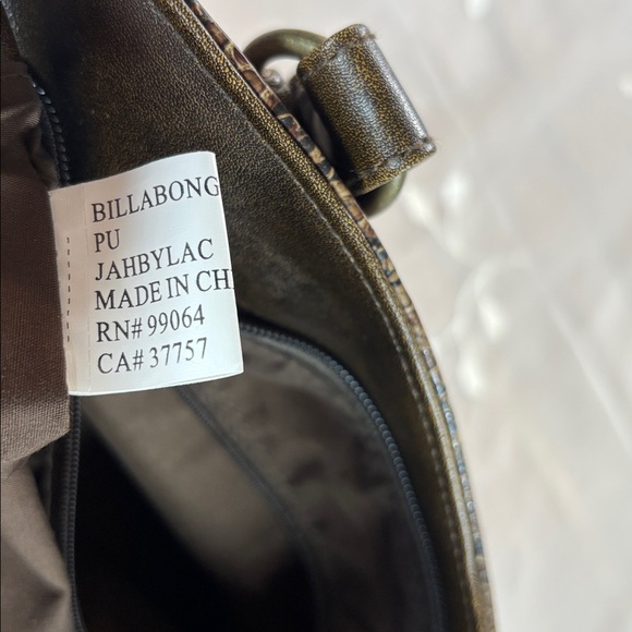 Y2K Billabong Brown Snake-Print Shoulder Bag with Leather Trim Woman Medium Size - Picture 9 of 14